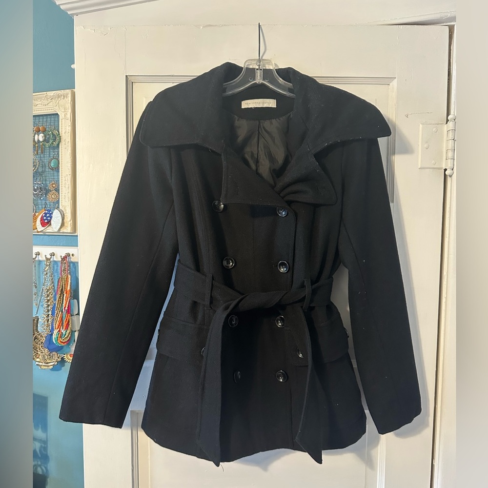 New York & Company Wool Black Peacoat